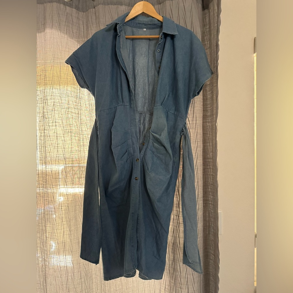 Chic Blue Denim Dress with Belt